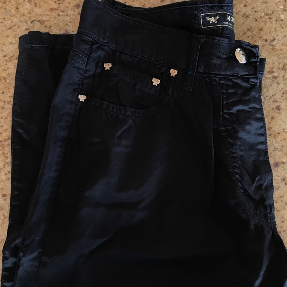 MCM “The Golden Jeans” Satin Pants Made in Italy Straight Leg Slight Flare - Picture 4 of 7
